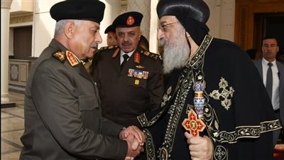 الفريق أول عبد المجيد صقر القائد العام للقوات المسلحة وزير الدفاع والإنتاج الحربى                  يهنئ البابا تواضروس الثانى بمناسبة عيد الميلاد المجيد