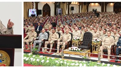 الفريق أول عبد المجيد صقر القائد العام للقوات المسلحة وزير الدفاع والإنتاج الحربى يلتقى بعدد من قادة وضباط القوات المسلحة